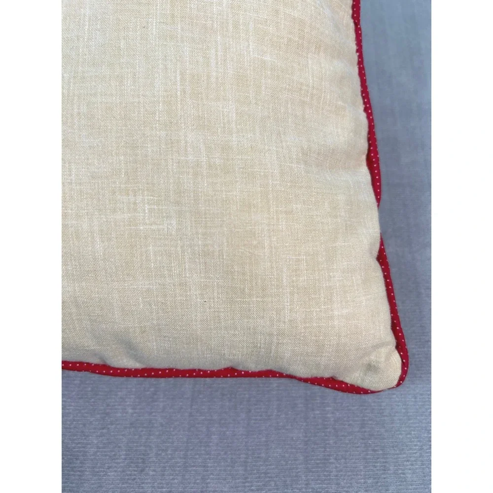 Christmas Santa Pillow Holiday Decor Embroidered Applique Red Festive Winter